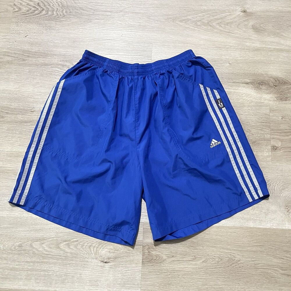 Adidas Climaproof Vintage 2000s Track Shorts 3-Stripe XL Blue Gray Athletic